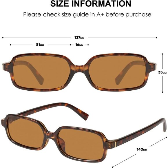 Women Small Narrow Rectangle Sunglasses UV400 Retro 90s Trendy Accessory main image 7